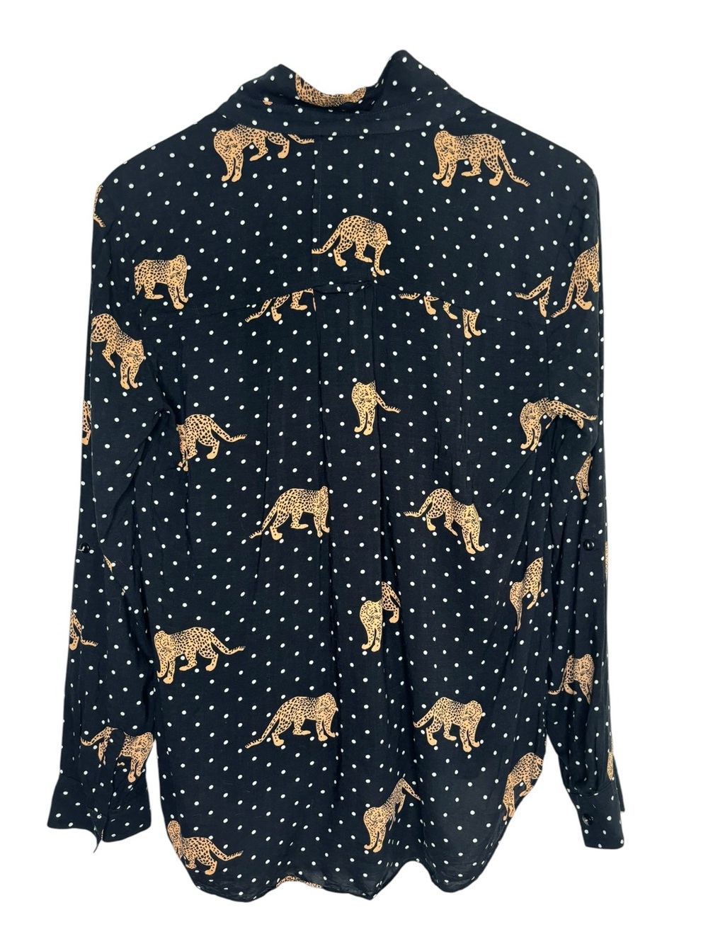 Maeve Anthropologie button down blouse black polka dot leopard two pocket 8 - Picture 3 of 8